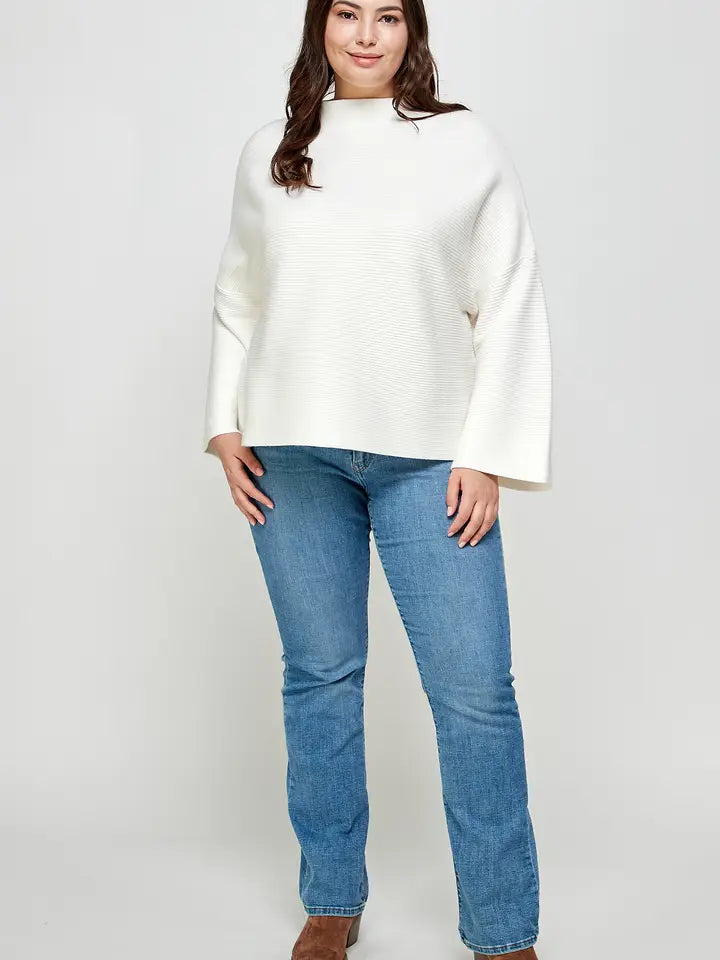 Plus Size Casual Ivory Sweater