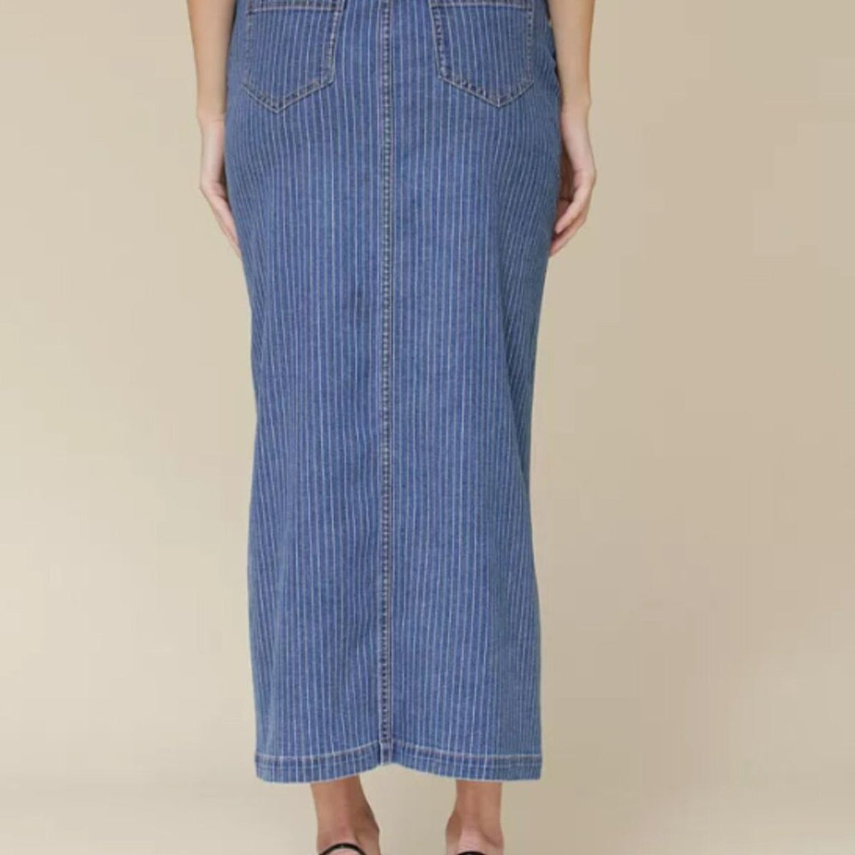 NWOT Avec Les Filles Women's Denim Front-Slit Maxi Skirt - Size (10)