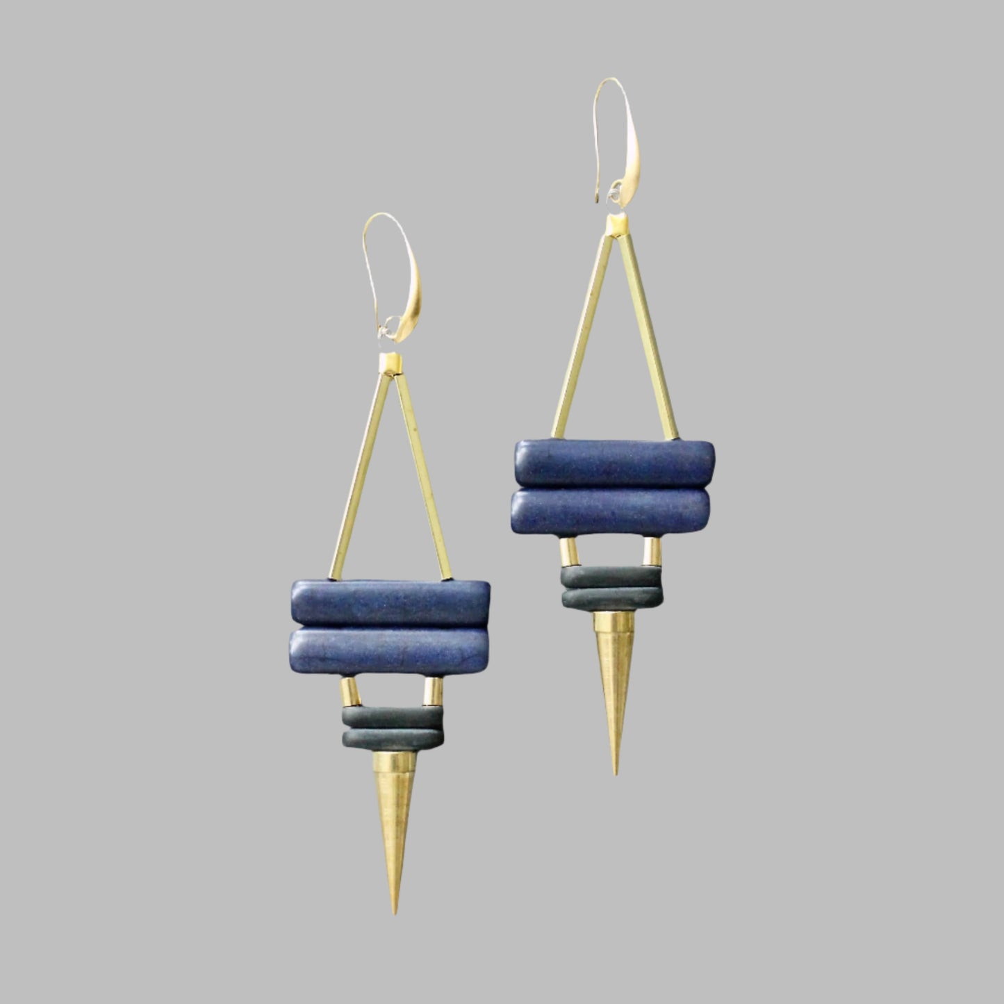 Navy and Black Spike Earrings