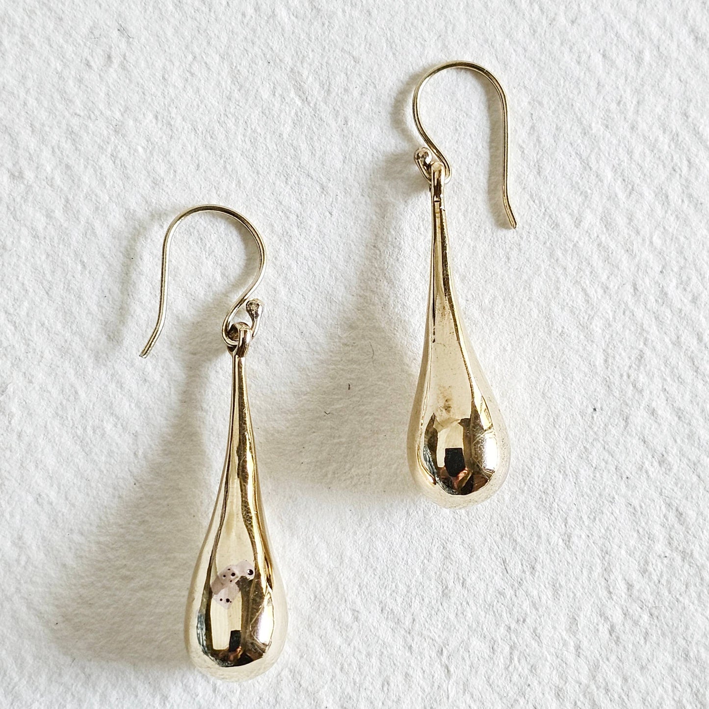 Brass droplet teardrop tear handing dangle earrings