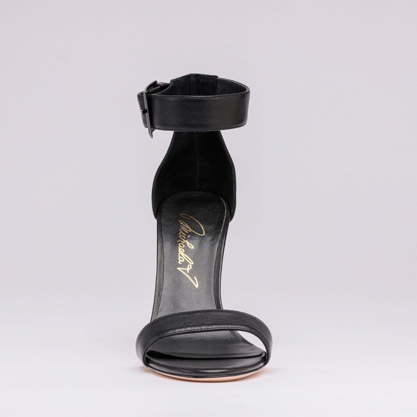 Michaela V Chapman Black Leather Heels