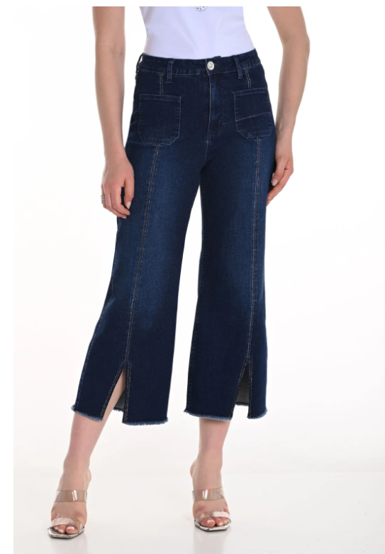 Frank Lyman Wide Crop Denim Jeans