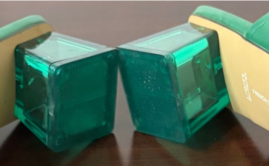 French Connection Emerald Green Croc-Embossed Lucite Block Heels Size 8.5W