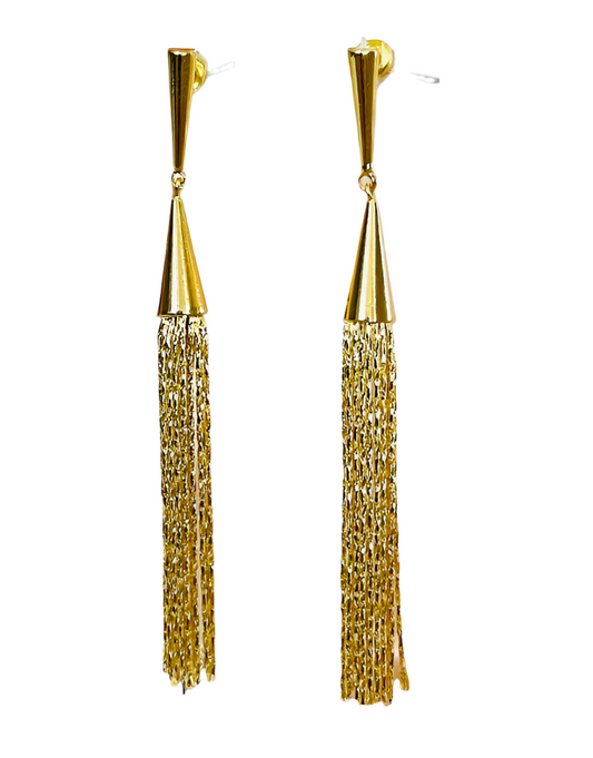 Triangle Fringe Gold Plated Earrings