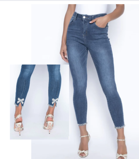 Frank Lyman Back Bow Ankle Jeans