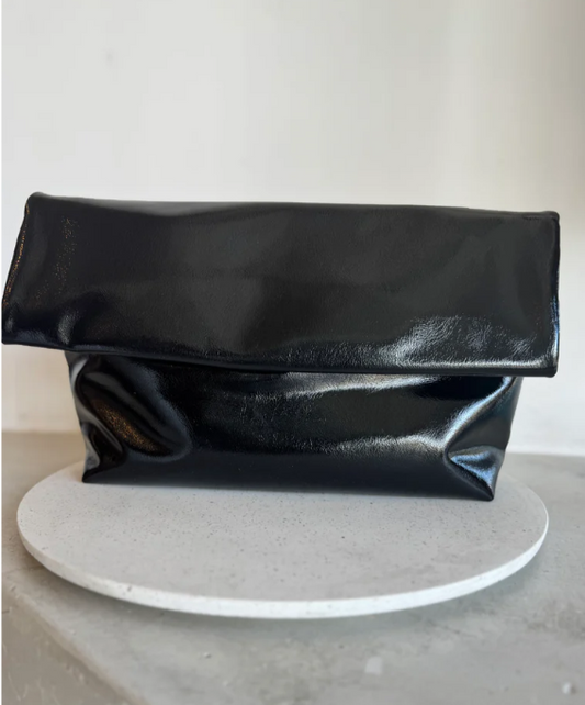 Billini Black Patent Clutch