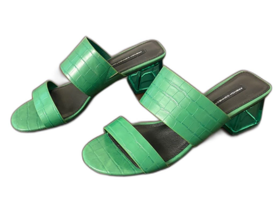 French Connection Emerald Green Croc-Embossed Lucite Block Heels Size 8.5W
