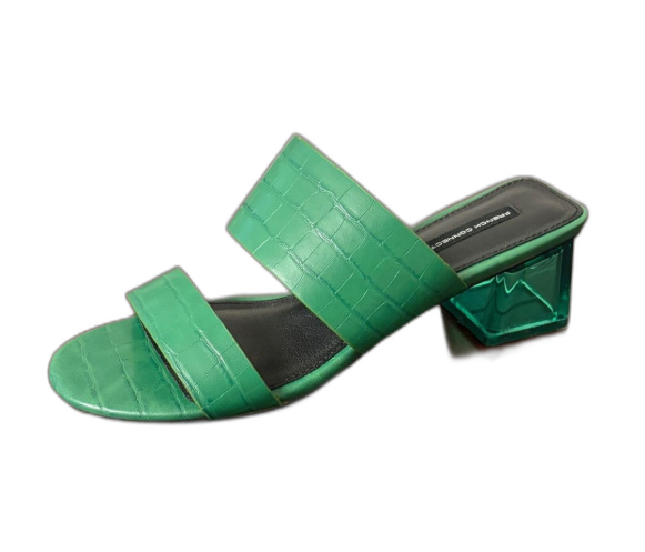 French Connection Emerald Green Croc-Embossed Lucite Block Heels Size 8.5W