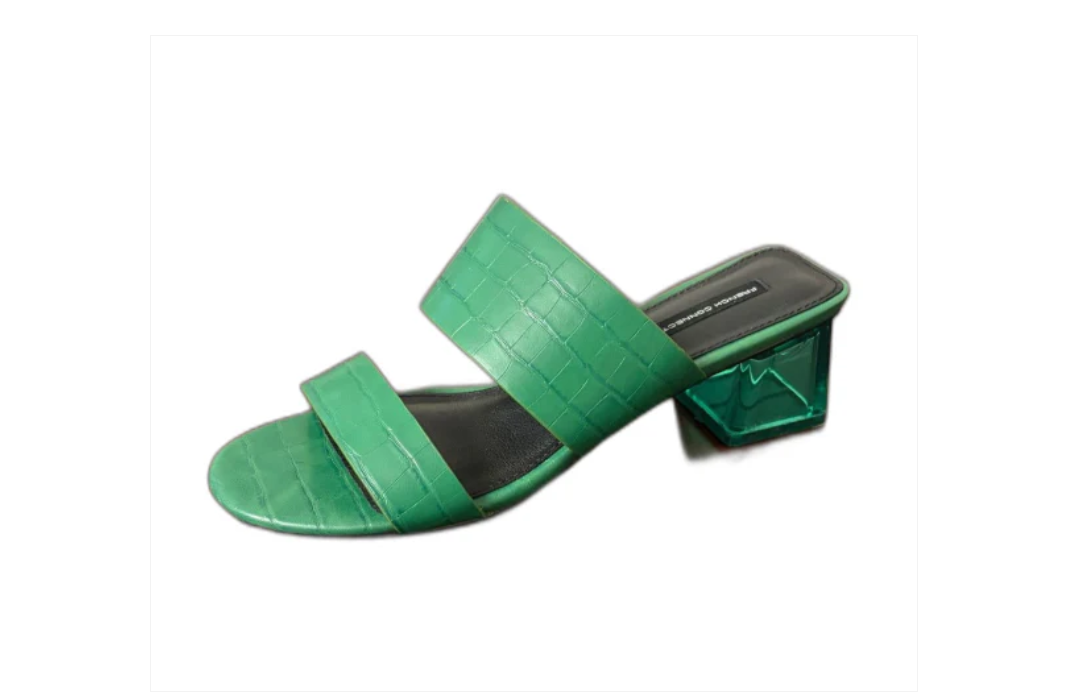 French Connection Emerald Green Croc-Embossed Lucite Block Heels Size 8.5W