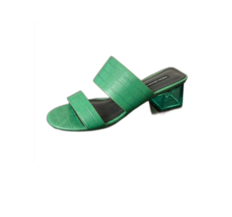 French Connection Emerald Green Croc-Embossed Lucite Block Heels Size 8.5W