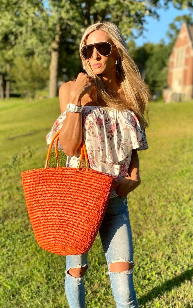 The Cora Tote Bag in Tangerine