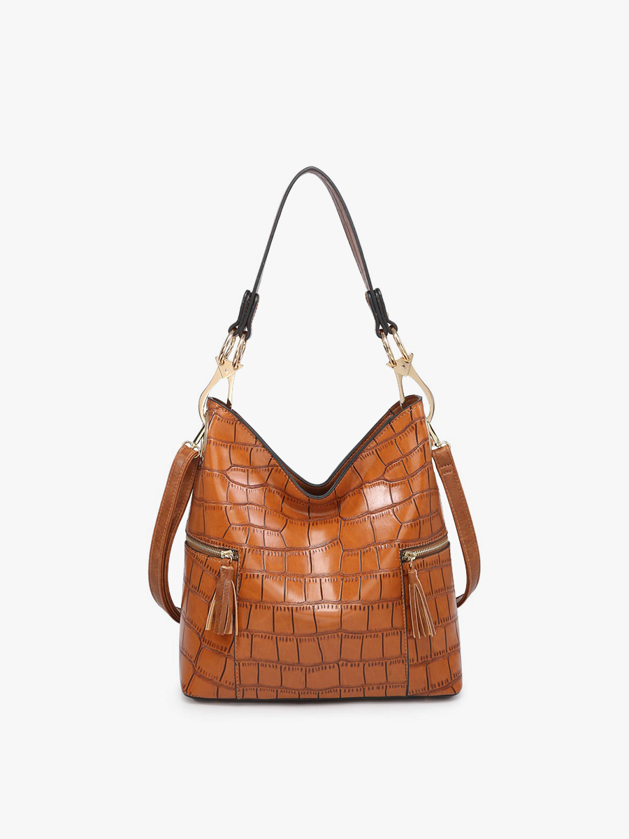 Rochelle Crocodile Print Hobo Bag