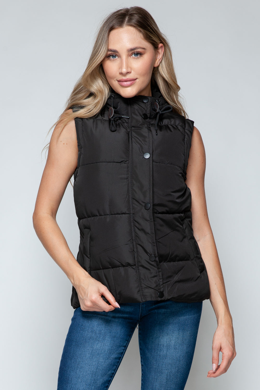 Snap and Zip Hooded Vest