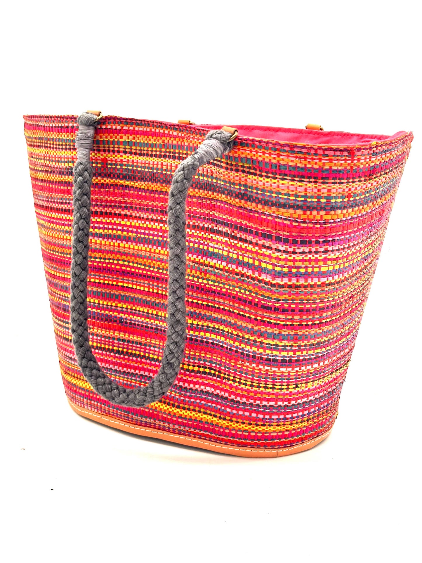 Brighton Melange Straw Beach Bag in Fuchsia