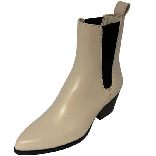 Michael Kors Leather Kinlee Light Cream Ankle Boots Size 5.5