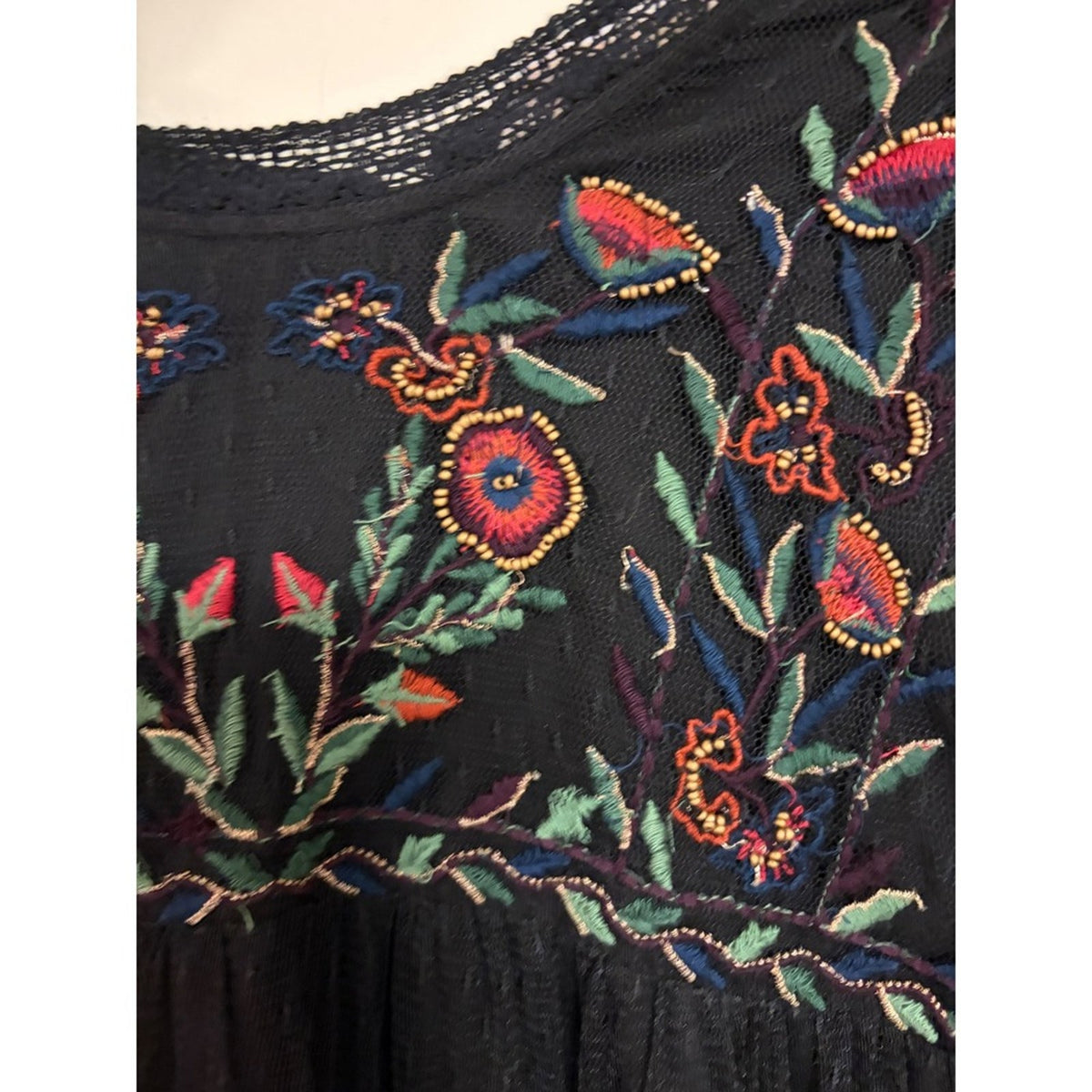 Pre-Loved Zara Embroidered Mesh Tulle Babydoll Mini Dress/Tunic Size XS