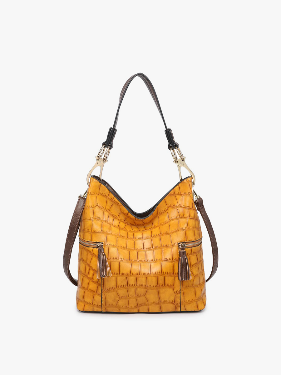 Rochelle Crocodile Print Hobo Bag