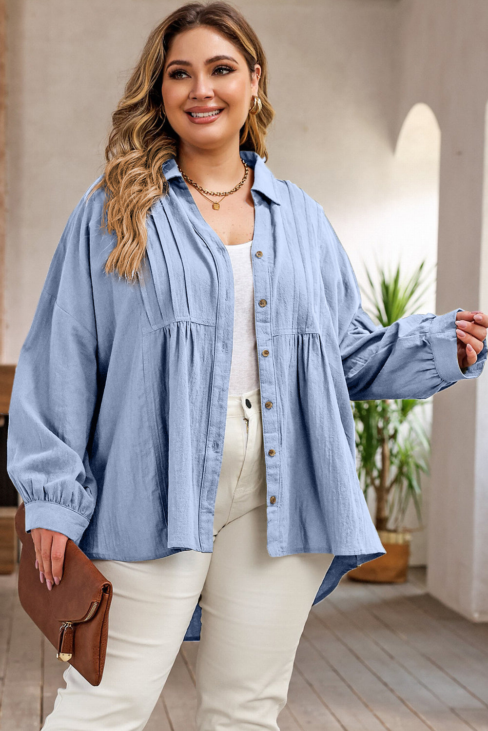 Plus Size Dropped Shoulder Shirt