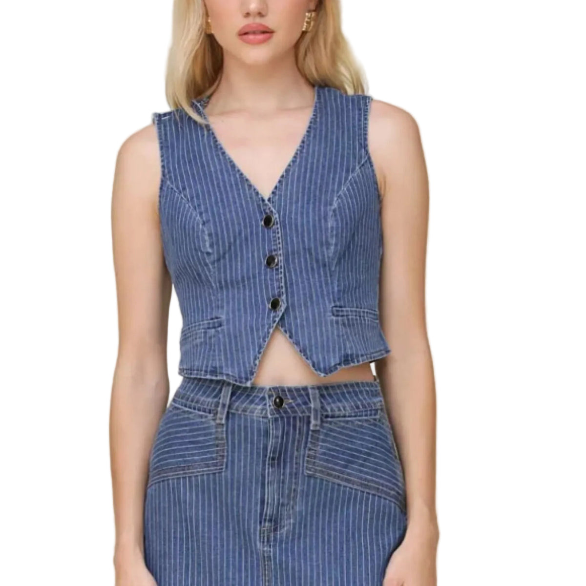 NWOT Avec Les Filles Women's Tailored Fitted Button-Front Vest