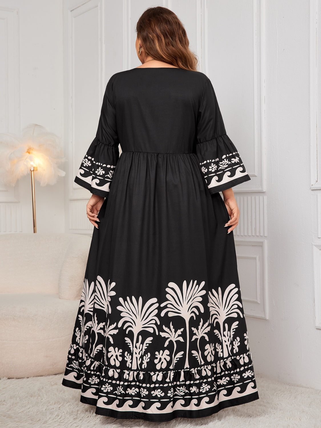 Plus Size Black Printed Maxi Dress