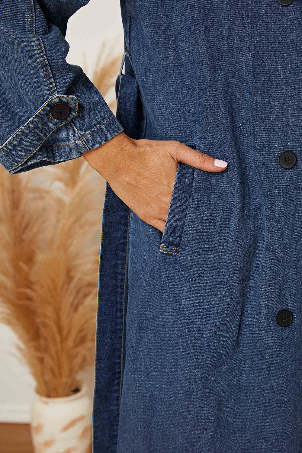 Long Denim Trench