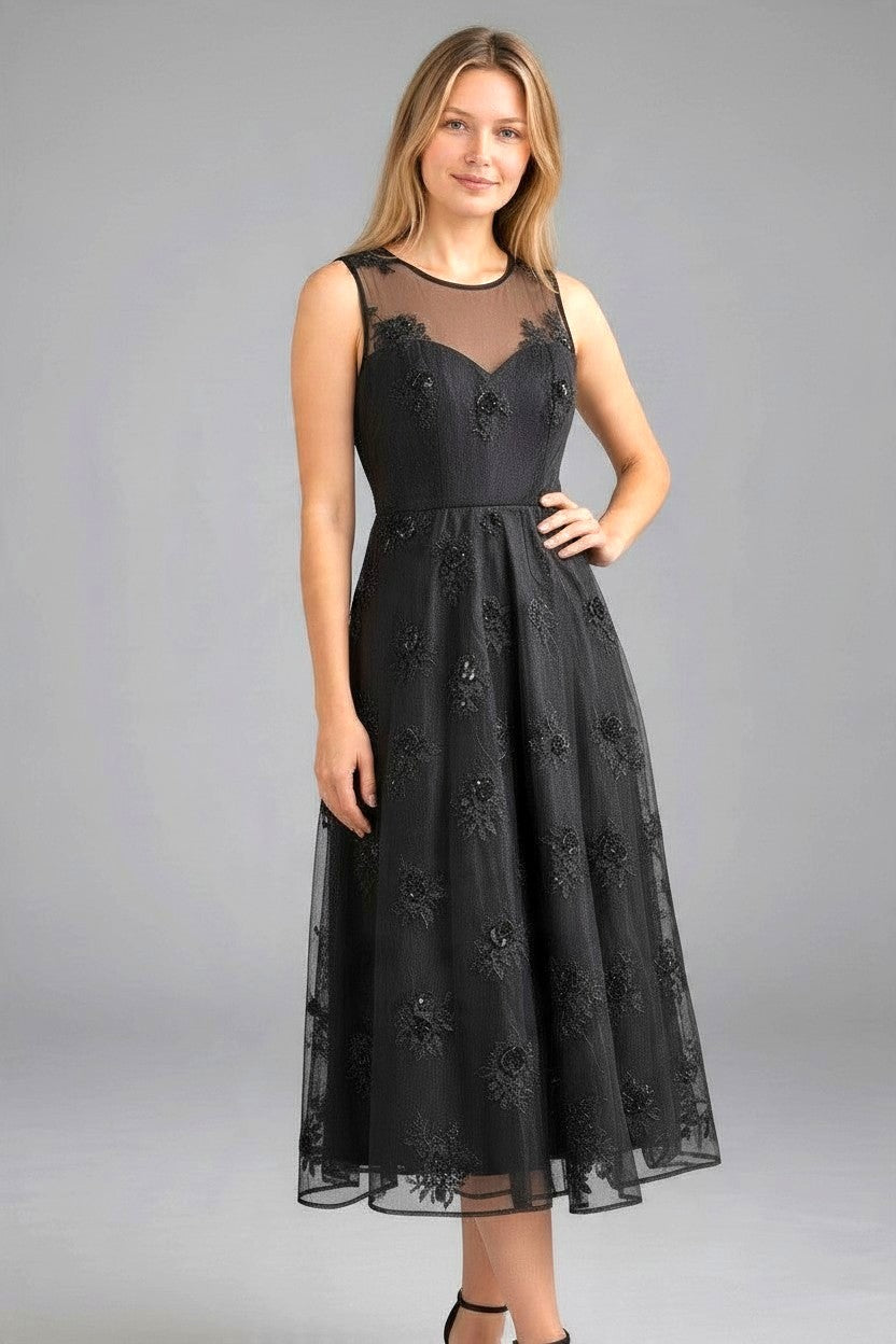 NWOT Donna Karan Black Organza Cocktail Dress Size 8