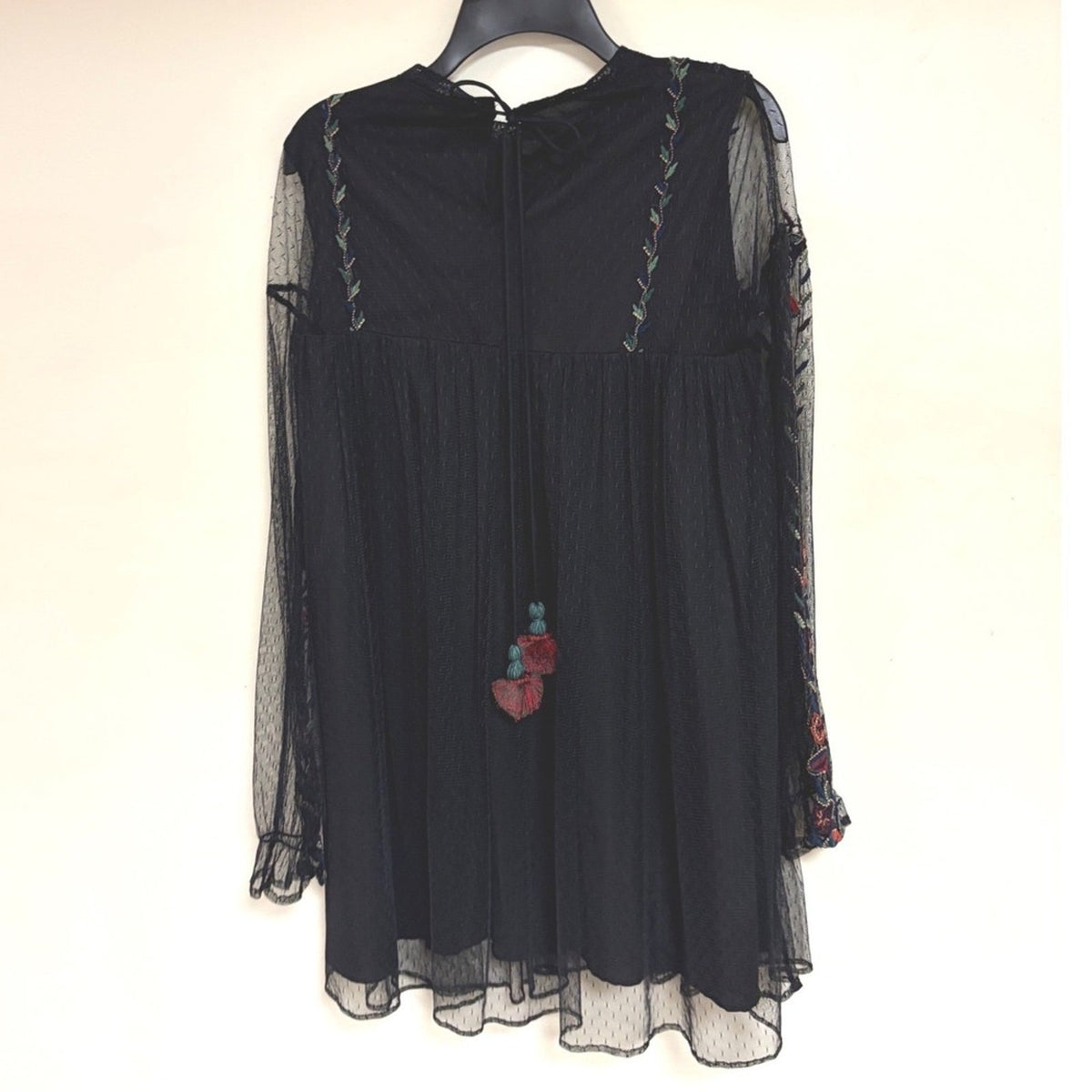 Pre-Loved Zara Embroidered Mesh Tulle Babydoll Mini Dress/Tunic Size XS