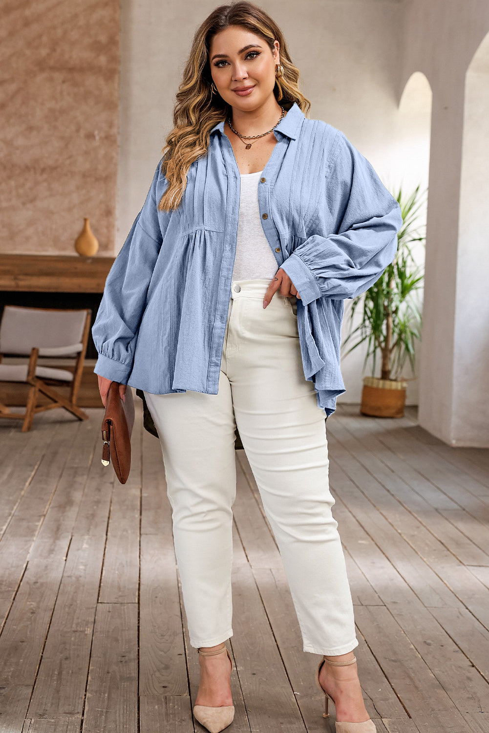 Plus Size Dropped Shoulder Shirt