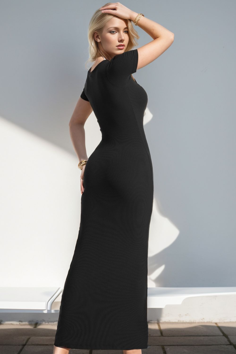 Basic Bae Built-In Shapewear Short Sleeve Maxi Dress