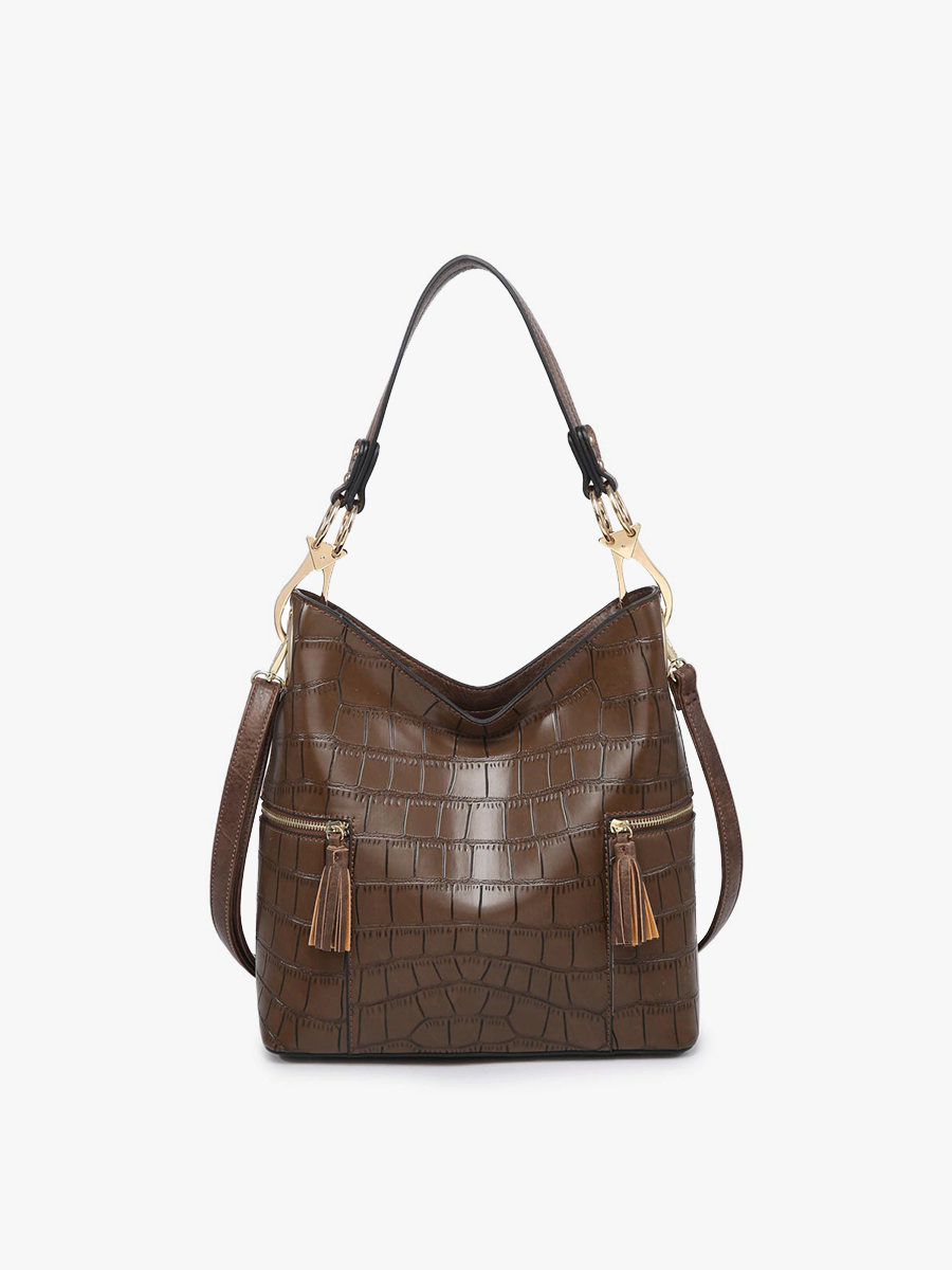 Rochelle Crocodile Print Hobo Bag