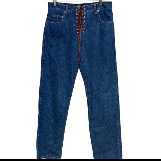 Vintage For Joseph Lace-Up Dark Blue Denim Jeans