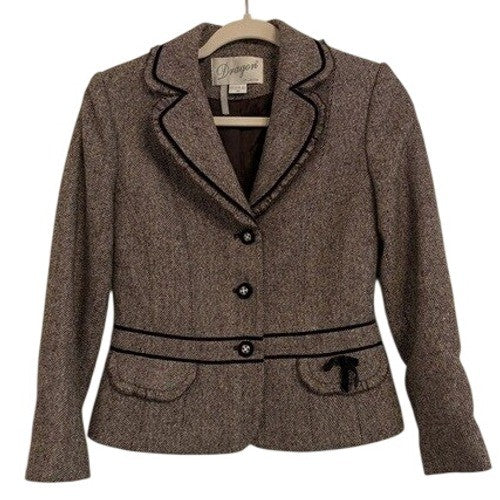 Vintage Y2K Dragon Collection Brown Tweed Blazer - Size 6