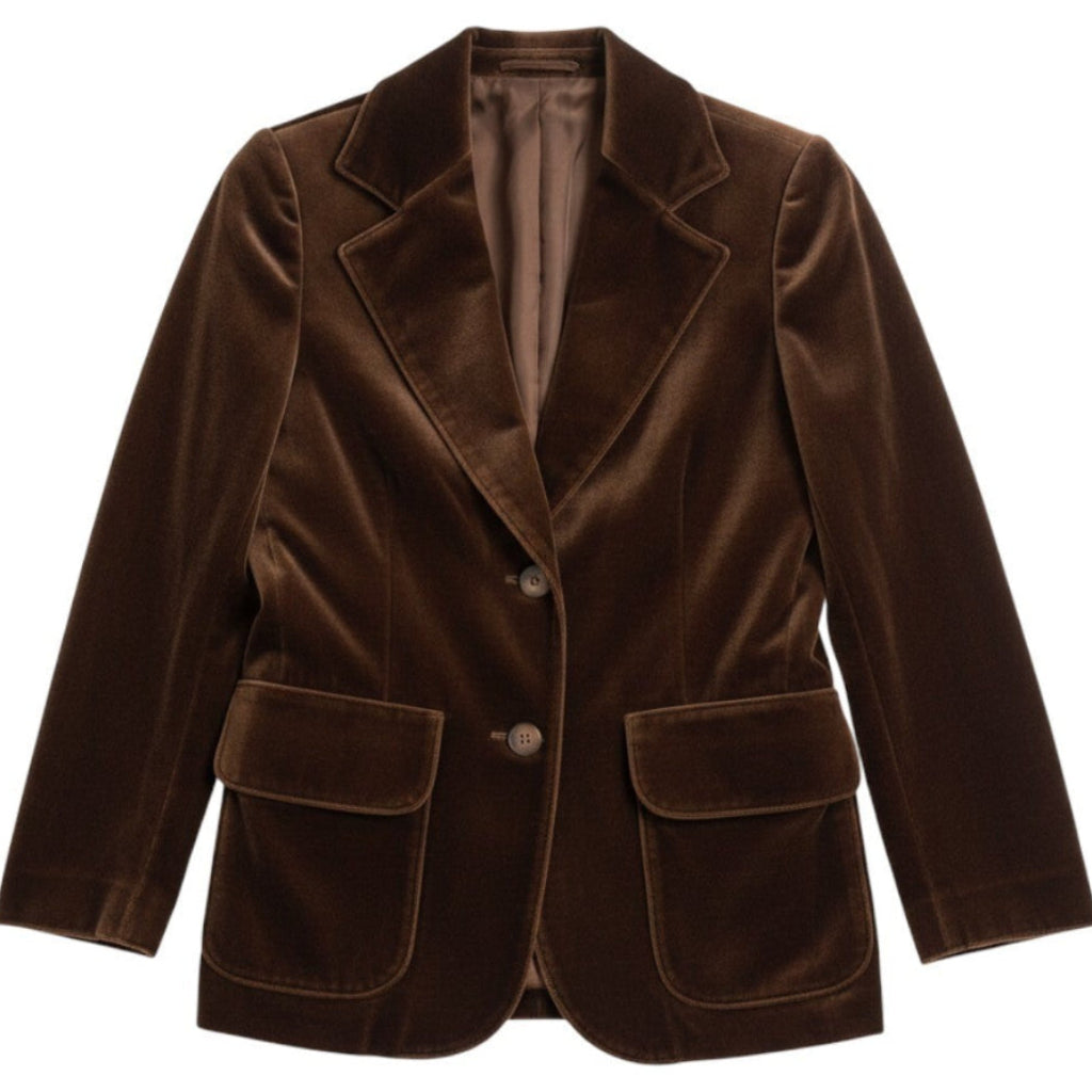 Vintage Act III Chocolate Brown Velvet Blazer - Size S