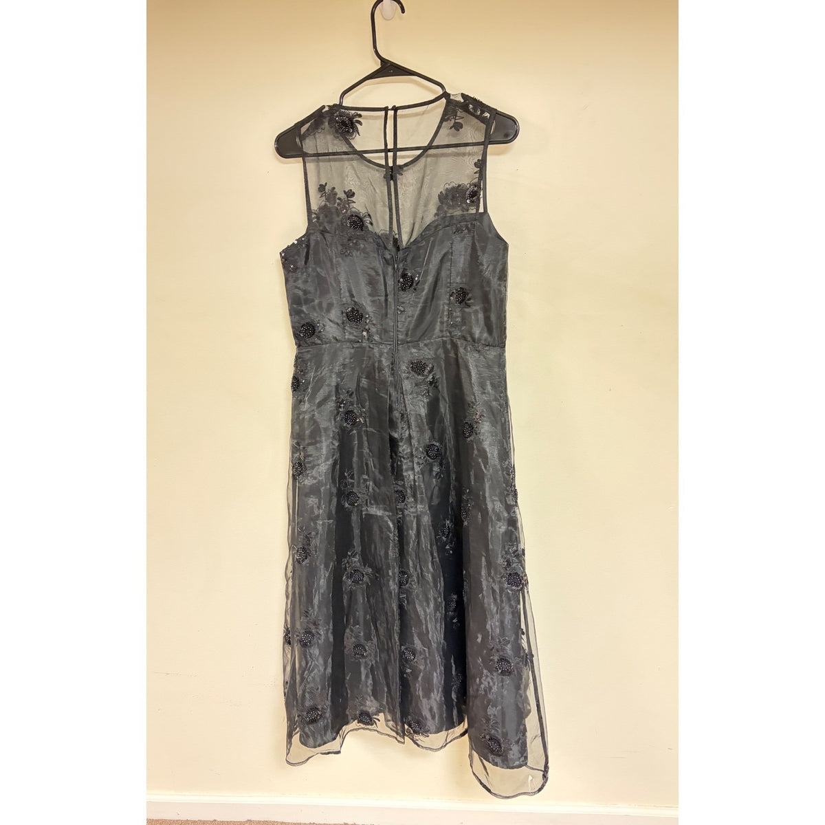 NWOT Donna Karan Black Organza Cocktail Dress Size 8